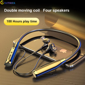 100 jam tanpa wayar Bluetooth Earphone leher dipasang Bluetooth5.0 fon kepala fon telinga fon kepala sukan alat dengar wayarles fon kepala pengurangan bunyi pintar dengan mikrofon penyerapan magnet Binaural 9D Stereo bunyi tambahan IPX5 peluh-bukti kalis