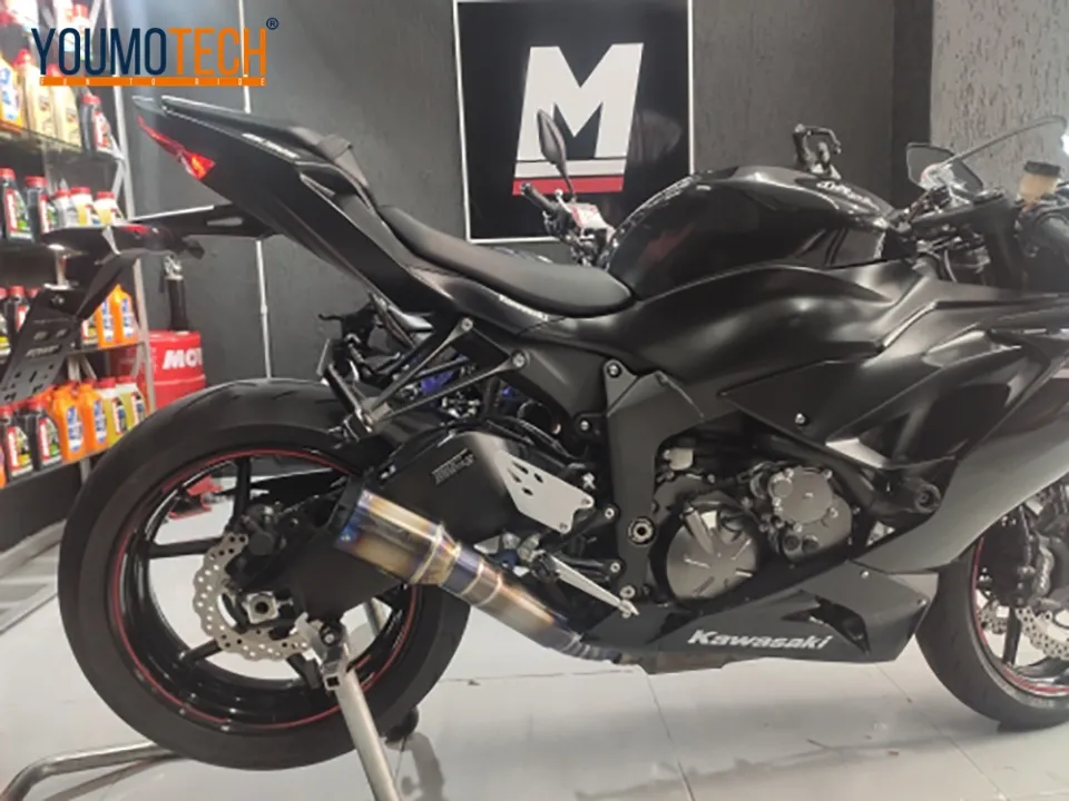 For Kawasaki Ninja ZX6R 636 2009-2024 ZX-6R Escape Motorcycle Exhaust Pipe With 51MM Mid Link Pipe Slip-On Carbon Muffler Tips - 201355758