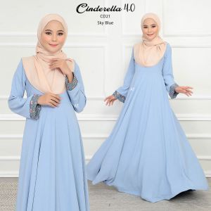 DRESS CINDERELLA 4.0 - Jubah Muslimah Ironless Baju Kerja Kenduri Majlis Dinner Pregnant Nursing Plain Pink Putih Hitam Maroon Soft blue Peach Dusty Purple Lilac