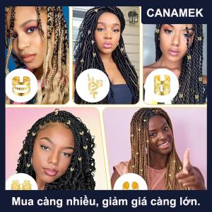 【CANAMEK】 1 Bộ dreadlock tóc Nhẫn tóc trang sức còng Clip tóc bím tóc bẩn braids Bead Hippie kẹp tóc phụ kiện mũ nón cho phụ nữ