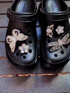 Khóa giày kim loại JJBXC CHARM trang trí giày hình chữ thập hợp kim bạc bướm chuồn chuồn ong hoa phụ kiện giày thời trang DIY