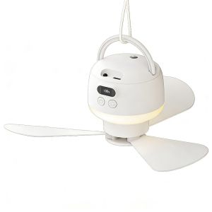 HUANG Rechargeable Ceiling Fan Light Energy Saving with Remote Control Hanging Fan Light Portable 3 Gears Electric Fan Night Lamp Outdoor Camping