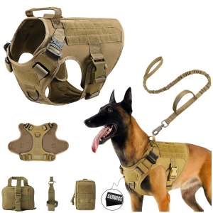 Tactical Dog Harness Adjustable No-Pull Handle Service Vest Heavy Duty Pet Large Breed Dog Vest for Training Hunting Walking2026