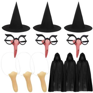 Women Witch Hat with Artificial Nose Witch Cosplay Accessory Adult Halloween Costume with Witch Hat with Nose Eyeglasses