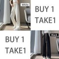 [Buy 1 Take 1] Drawstring Pants For Women Baggy High Waist Pants White Long Trouser Breathable Comfort. 