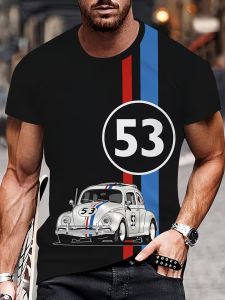 [Local Stock] VCC Beetle 53 Number T Shirt Men Car 3D Printed Short Sleeve Simple Herbie Tees Tshirts Rally Car Male Black Oversized T-shirt tops