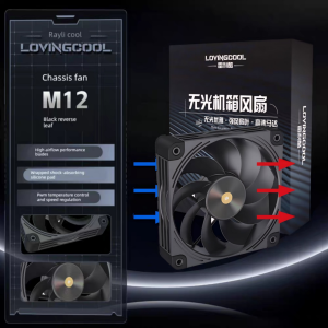 Cooling Fan (พัดลมเคส) LOVINGCOOL LC-M12 B&W 4Pin PWM 120mm Computer Cooling Fans Silent