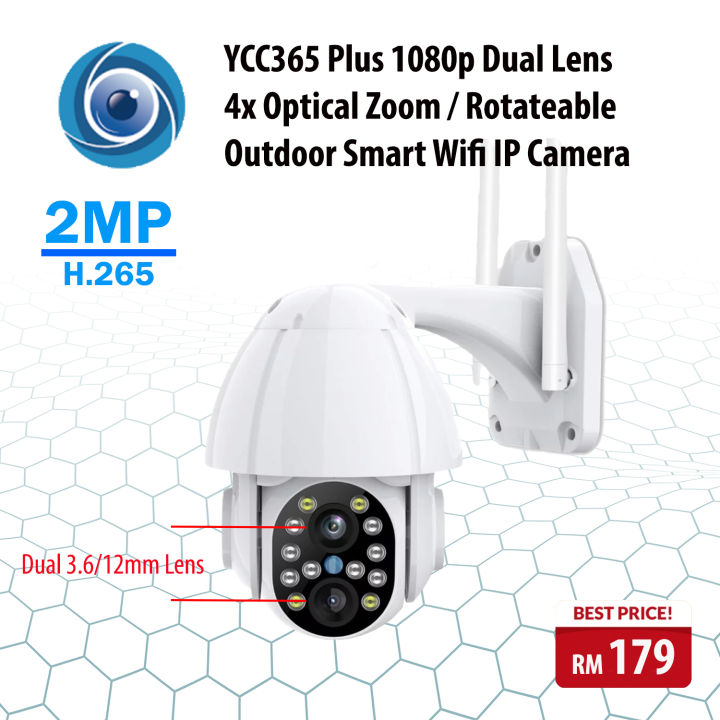 YCC365 Plus 1080p Dual Lens 4x Optical Zoom Outdoor Weatherproof ...