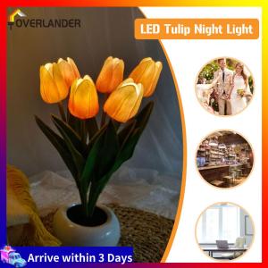 Tulip Flower Bonsai Lamp Battery Powered LED Artificial Flowers Lamp Ornament Birthday Gifts Lighting Decor for Party