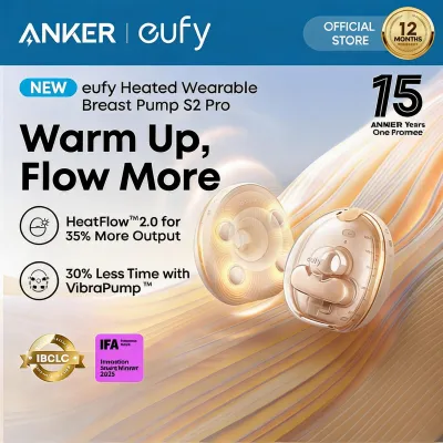 eufy by Anker S2 Pro Hands Free Wearable Breast Pump with HeatFlow 2.0 Technology and App Control T600P