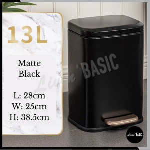 13L Foot Pedal Step Bin Extra Soft Closing Stainless Steel Dustbin Rubbish Waste Bin Kitchen Room Trash LIVINBASIC