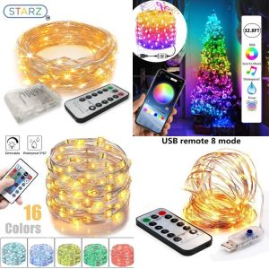 STARZ - USB or Battery Operated 8 Modes 10 Meters Wire Splash Proof Led Fairy String Lights Hari Raya Decorations Christmas Lightings USB APP