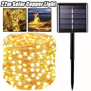 🌙🇸🇬 Stock🌙 12M/22M Solar Copper Light 200LED String Lights Waterproof 8 Modes Lighting Tree Home Outdoor Decorations