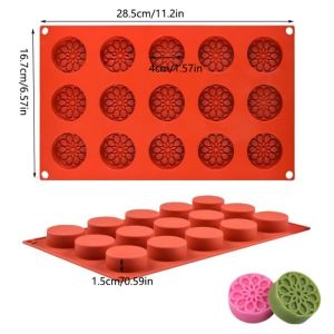 Khuôn lưới làm đá silicon hình trụ 15 lỗ Tự làm bánh Mousse kiểu Pháp Món tráng miệng Dụng cụ làm bánh Bánh quy sô cô la Pudding Khuôn bánh2026