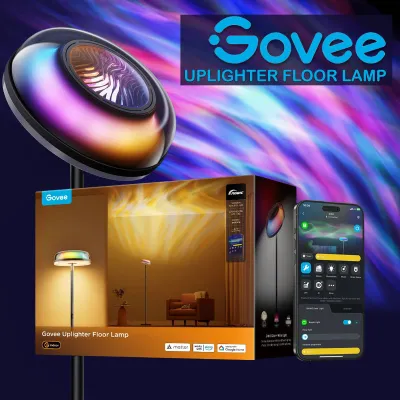 Govee Uplighter Floor Lamp LED RGBIC Ripple Projector Decorative Smart Voice Control Alexa Google w/ Matter