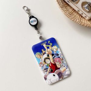THOMA Bank Card Portable Sailor Moon Chopper One Piece Retractable Buckle Key Chain Anime Card Cover Cartoon Card Holder Luffy Card Case