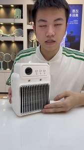 ฮีตเตอร์เซรามิก PTC ทำความร้อนเร็ว220V 1200W พร้อมโต๊ะขนาดเล็กเพิ่มความชื้นพัดลมห้องนอนในอาคารในสำนักงานในร่ม