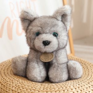 CHLOCH 22cm Đồ chơi thú nhồi bông chó sói nhỏ ngồi Mềm mại Lông xù Chó Con Husky Dễ thương Thú nhồi bông hình chó con Quà tặng sinh nhật cho trẻ em