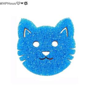 WP💓💛💖 Double Layer Temperature Sensitive Cat Face Sponge Non Scratch for Washing Dishes Pots and Kitchen Items