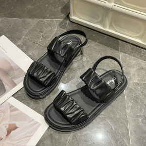 Summer new simple solid color Joker increased outdoor beach sandals for women