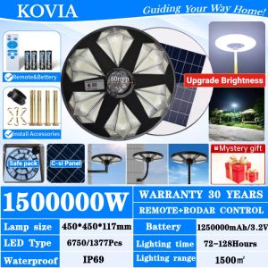 KOVIA 2025 Heavy duty Solar Street Light Outdoor Light UFO Type IP69 Waterproof 150000W Super Capacity Continuous Operation 72 Hours 30 Years Warranty
