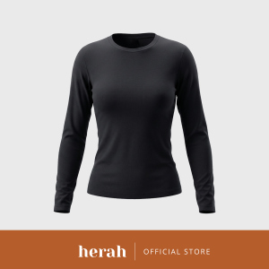 Herah Seamless Double Lining Long Sleeve Fitted Top Smooth Everyday Shirt Plus Size
