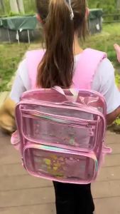 MOONBABY  Transparent Backpack for Students  Heavy Duty  TPU  Transparent Backpack  Stadium Event Approval  Transparent School Bag