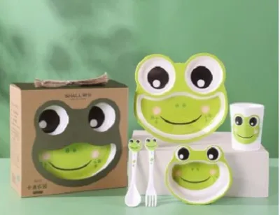 Kids Bowl Set Kids Plate Set Kids Tableware Set 5pcs/Set Bamboo Fiber Kids Cartoon Dinning Set Cup bowl Plate Spoon Fork set Budak Pingan Mangkuk Cawan Sudu Gapu Kartun Bercorak Set Cartoon Kids Tableware Gift Set 5件套 儿童卡通餐具礼盒