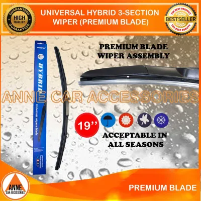 Premium Hybrid Universal Wiper 3 Section Type Razor Type Front Single Wind Shield / Windshield Blade SIZE 14 / 16 / 17 / 18 / 19 / 20 / 22 / 24 / 26 / 12 Bone Type Single Rear Wiper U Hook Type Anne Car Accessories Accessory YY