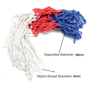 5.0mm Heavy Duty Basketball Net Premium Nylon Thick Thread Three Color Basketball Net Mesh Replacement Fits Indoor Or Outdoor Universal Durable
