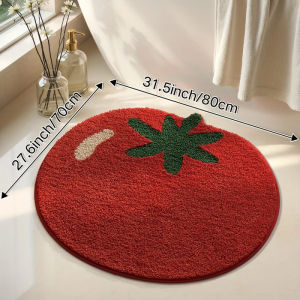 Quivlox Door Entrance Bathroom Mat Non-Slip Absorbent Faux Wool Creative Tomato Thick Rug Floor Home Decor Sajadah