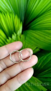 ANTING BULAT REMAJA/DEWASA KASUAL TERBARU MODEL GIPSI BATIK KOTAK PERAK ASLI 925 SILVER LAPISAN EMAS PUTIH MURNI PERHIASAN WANITA WARNA TAHAN LAMA BUKAN IMITASI ATAU XUPING