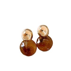 TWCEJE168 Pendant Amber Color Earrings Fashion Jewelry Light Luxury Vintage Womens Earrings Fashionable Temperament Amber Ear Stud Wedding
