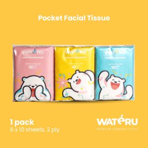 Wateru Premium Bamboo Tissue - Pocket Tissue 6 pcs x 10 sheets 2 ply