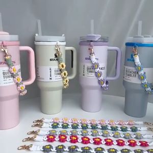 Universal Bottle Carrying Strap Woven Handle and Silicone Ring for owala 24oz and Stanley 40oz 6.2cm
