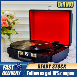 HOL Gramophone Classic Vinyl Record Player Portable Suitcase with Speaker and Bluetooth Retro Turntable Music Player Vintage LP Phonograph Built-in Speaker Vinyl Player