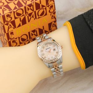 Box Exclusive Jam Tangan Bonia Permata Kombi VA-985OR / Jam Tangan Fashion Wanita Tali Rantai Diameter 36cm