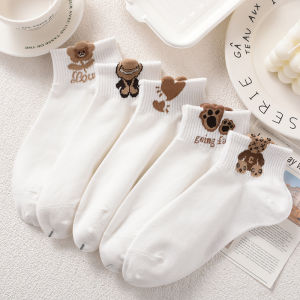 5/10Pairs womens low cut socks cute chic White Versatile Socks Student  Ankle Socks