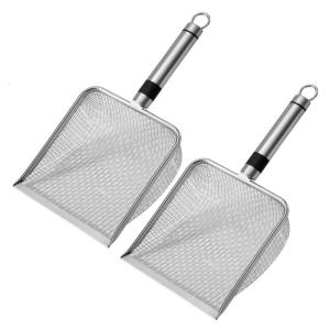 2Pcs Stainless Steel Shovel Kitten Litter Shovel Stainless Steel Handle Pet Cleaning Tool Soil Sand Separation