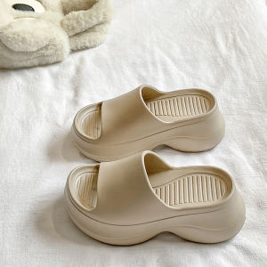 [Free Shipping] 8Cm WomenS Summer Slippers With Thick Soles Height-Increasing Non-Slip Soft-Soled Lightweight High-Heeled Suitable For Outdoor Wear Beach Sandals One-Strap Sandals