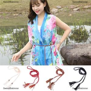 [COD] SweetBabiese Boho Phụ Nữ Đơn Giản PU Da Tassel Bện Tự Tie Vành Đai Thắt Lưng Mỏng Dây Thừng Thắt Lưng