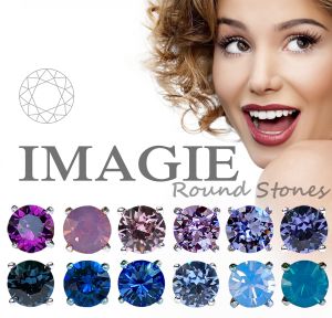 IMAGIE ต่างหูคริสตัล SWAROVSKI โทนม่วง-น้ำเงิน 3-4-6-8มิล