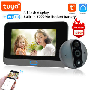 Tuya wifi Peephole Viewer Doorbell 4.3 inch LCD screen night vision 1080P camera door monitori Two-way voice intercom SD card video