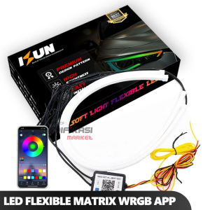 MODIFIKASIMARKET - SEPASANG Lampu LED Alis DRL Flexible Matrix WRGB App 30cm 60cm RGB Matrix Tidak Berbintik DC12V
