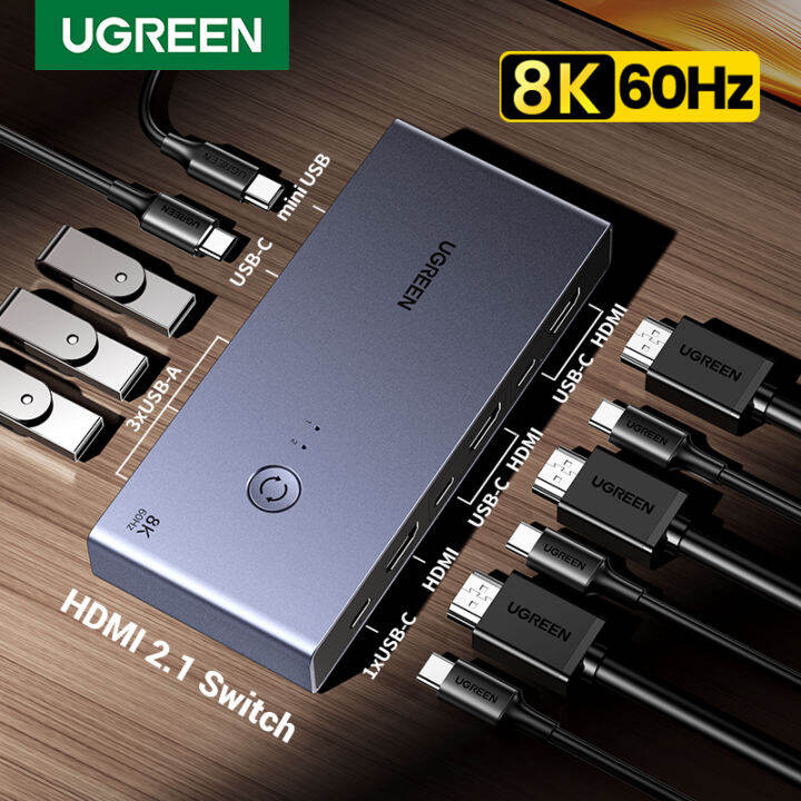 UGREEN HDMI 2 1 KVM Switcher Box 8K60Hz USB 3 0 5Gbps Ultra HD HDMI For