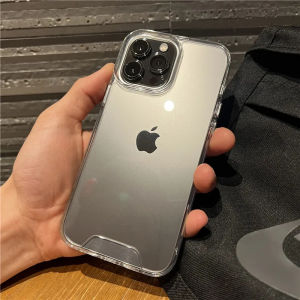 CrashStar HD Hard Transparent Shockproof Phone Case For iPhone 15 14 Pro Max Plus 13 12 11 Pro Max XS XR X 7 8 Plus + SE 2020 Clear Phone Casing With Metal Button Simple Phone Cover Top Seller