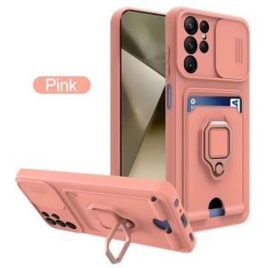 Casing For Samsung Galaxy S25 S24 S23 Ultra Plus S24FE S23FE S25Ultra 5G 2024 Phone Case Multifunction with Soft TPU Card Slot Protective Ring Holder Case Card TPU Back Cover