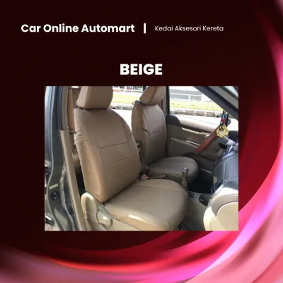 Toyota Innova 2004-2015 Black with Red Line / Beige Car Seat Cover PVC Leather Cushion Cover Three Row Full Set