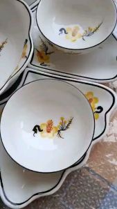 Bộ bát đĩa hoa mặt trời vẽ mai vàng đường kính 55cm.Hàng gốm sứ Bát Tràng