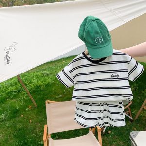 Summer Boys Clothing Set 0-5years budak lelaki suit cotton Fashion striped T-shirt Two piece